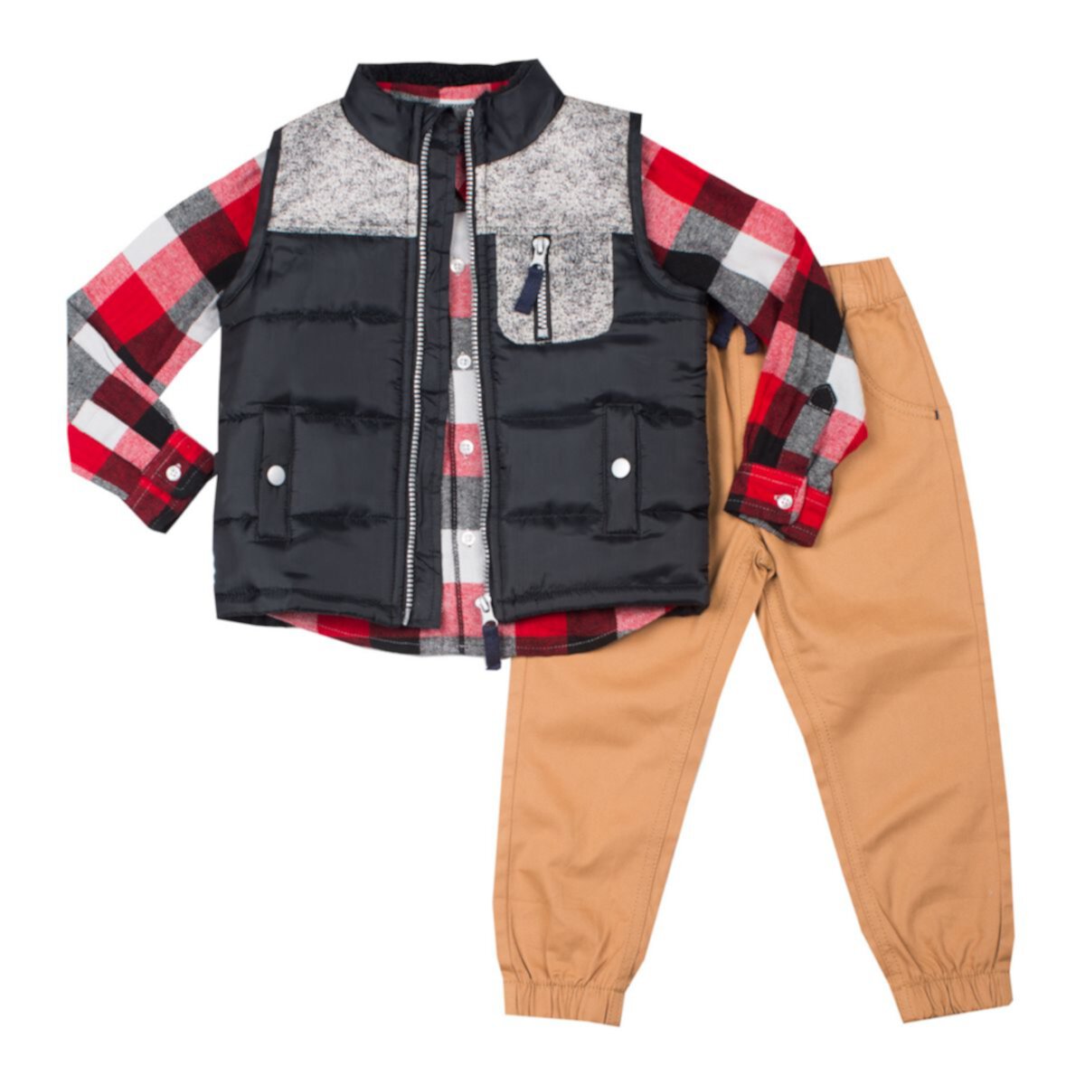 Комплект из 3-х пуховых жилетов, рубашки на пуговицах и брюк для малышей Baby Boy Little Lad Little Lad