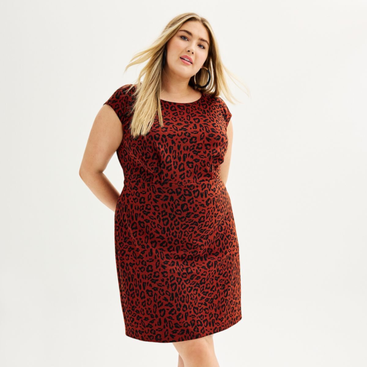 Элегантное коктейльное платье Plus Size от Nine West с короткими рукавами и драпировкой Nine West