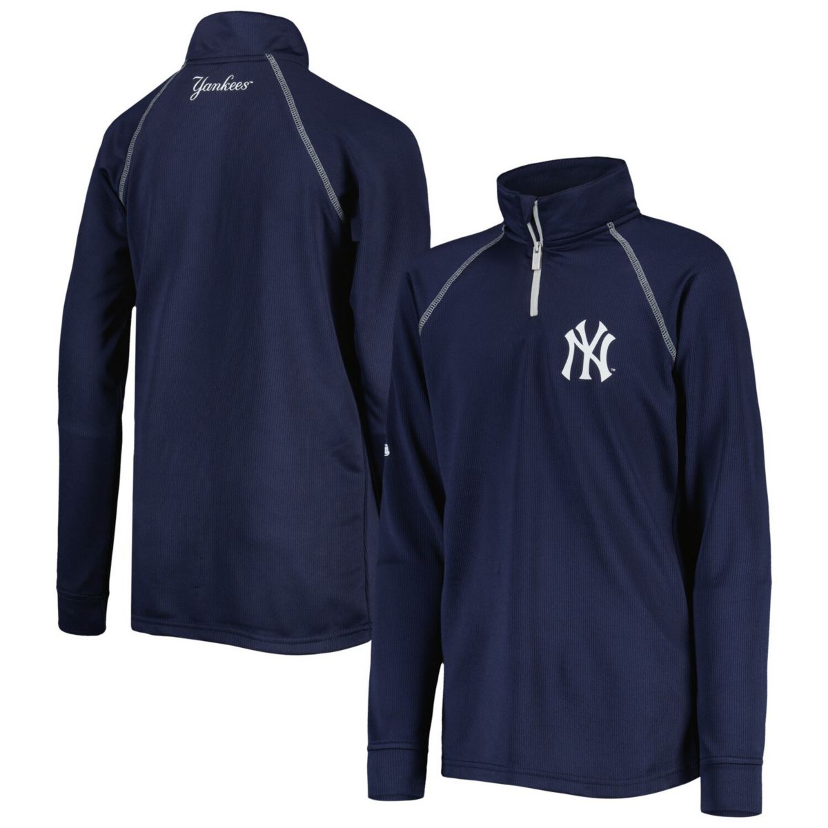 Темно-синяя куртка Youth Stitches New York Yankees Team с регланами и молнией на четверть Stitches