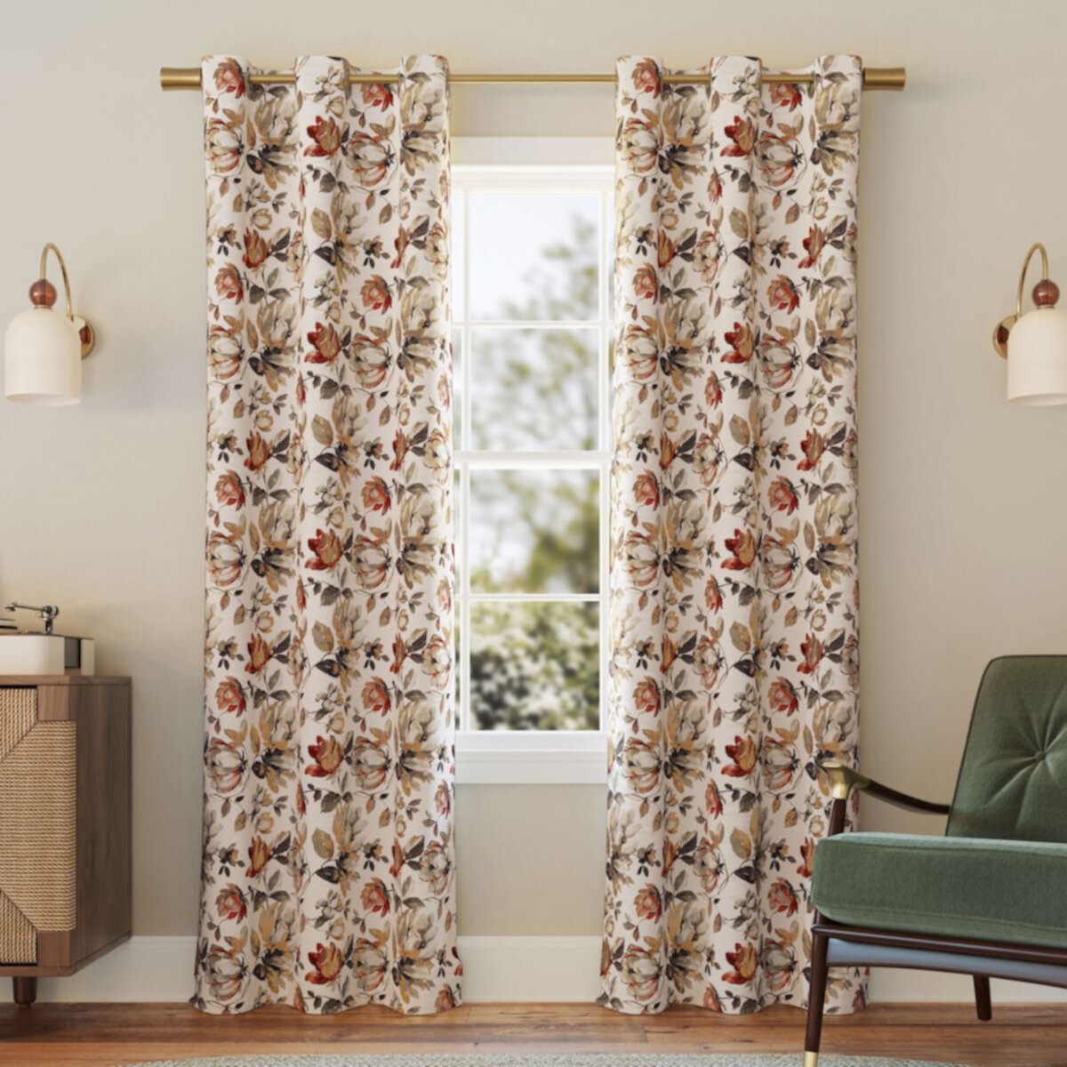 Sun Zero Irma Vintage Floral Blackout Grommet Window Curtain Panel Sun Zero