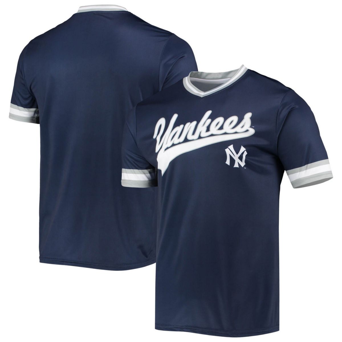 Men's Stitches Navy/Gray New York Yankees Cooperstown Collection V-Neck Team Color Jersey Stitches