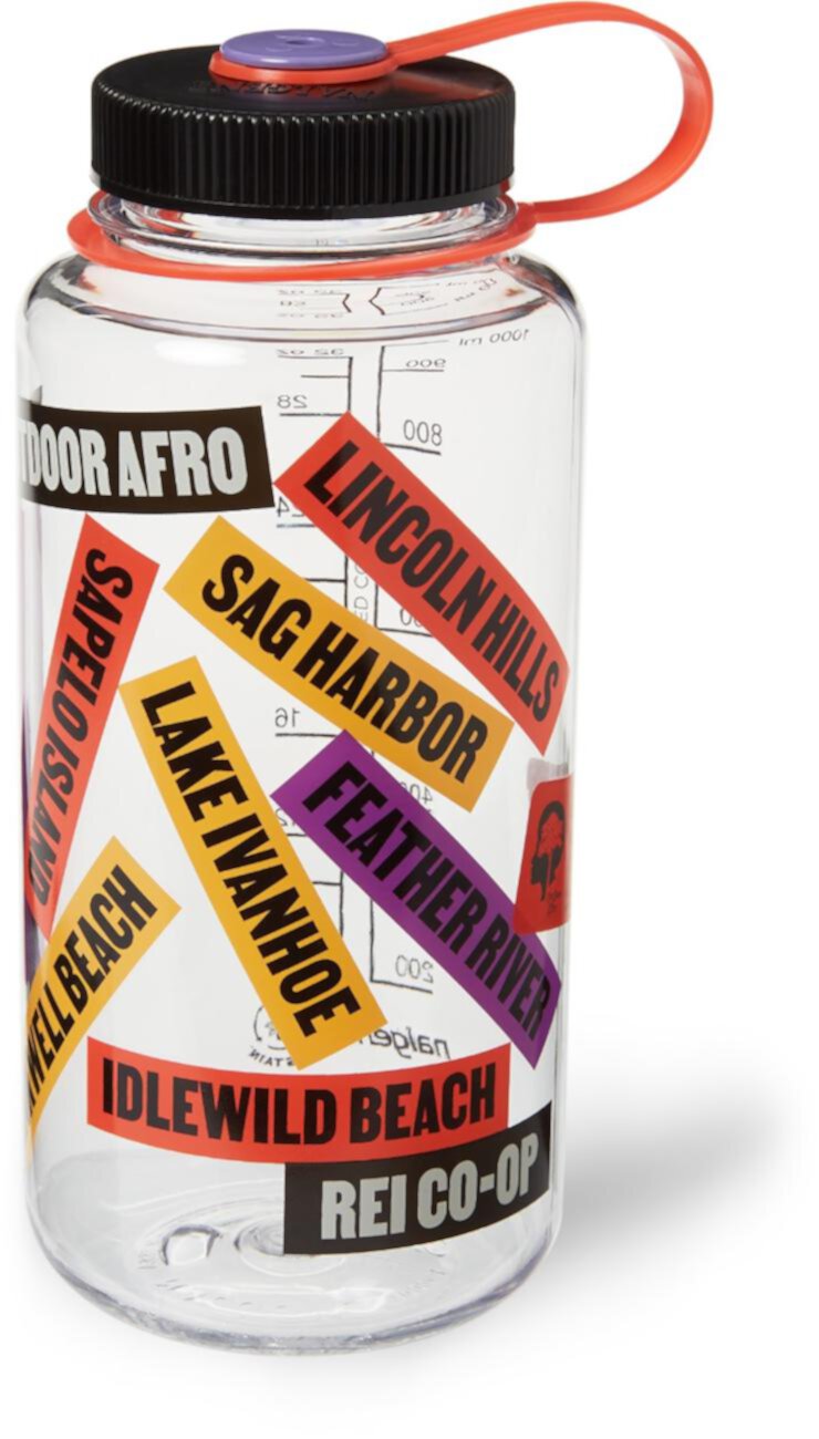 Nalgene Sustain Графическая бутылка для воды с широким горлышком - 32 эт. унция Outdoor Afro + REI Co-op