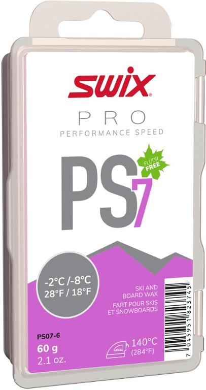 Фиолетовый воск PS7 для температуры от 18 до 28 градусов по Фаренгейту - 60 г Swix