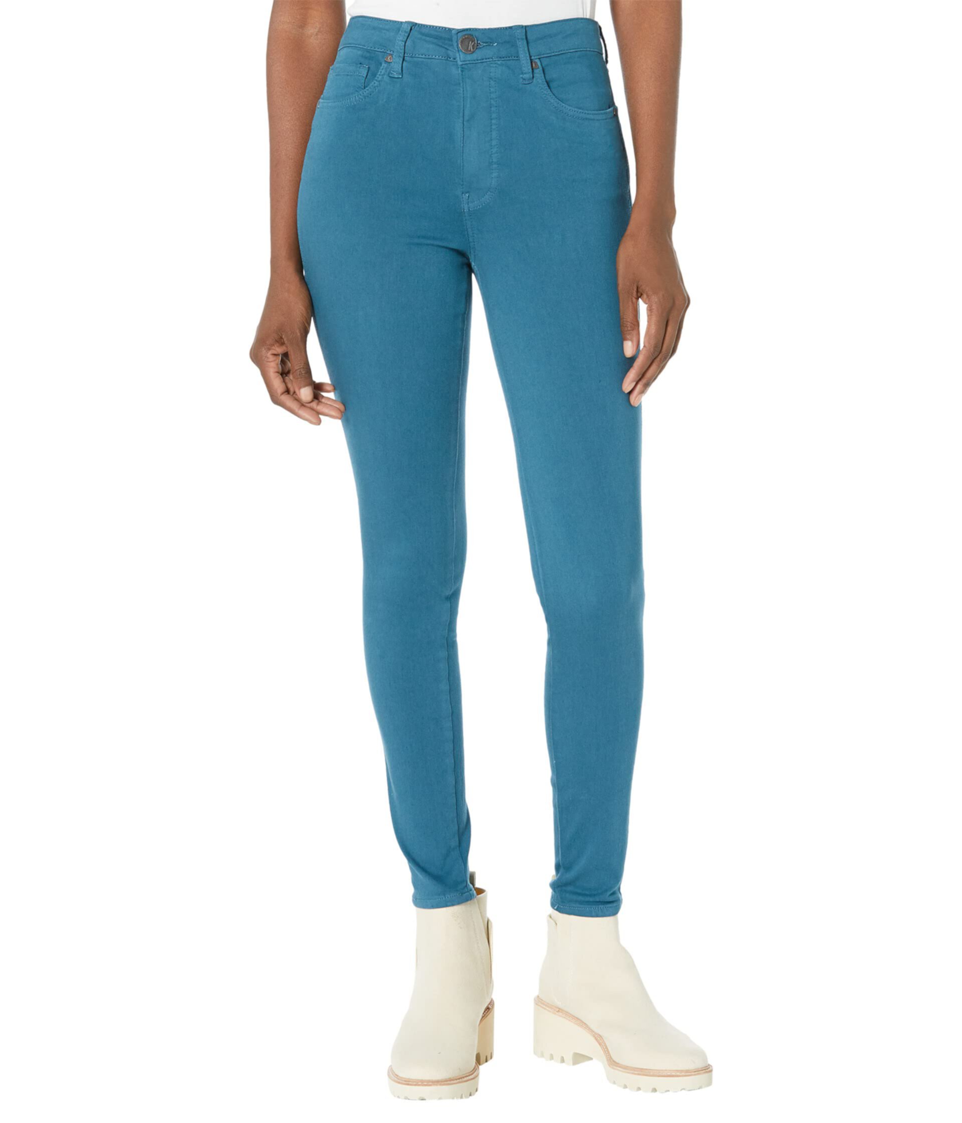 Mia High-Rise Fab AB Toothpick Skinny Five-Pocket in Ocean KUT from the Kloth