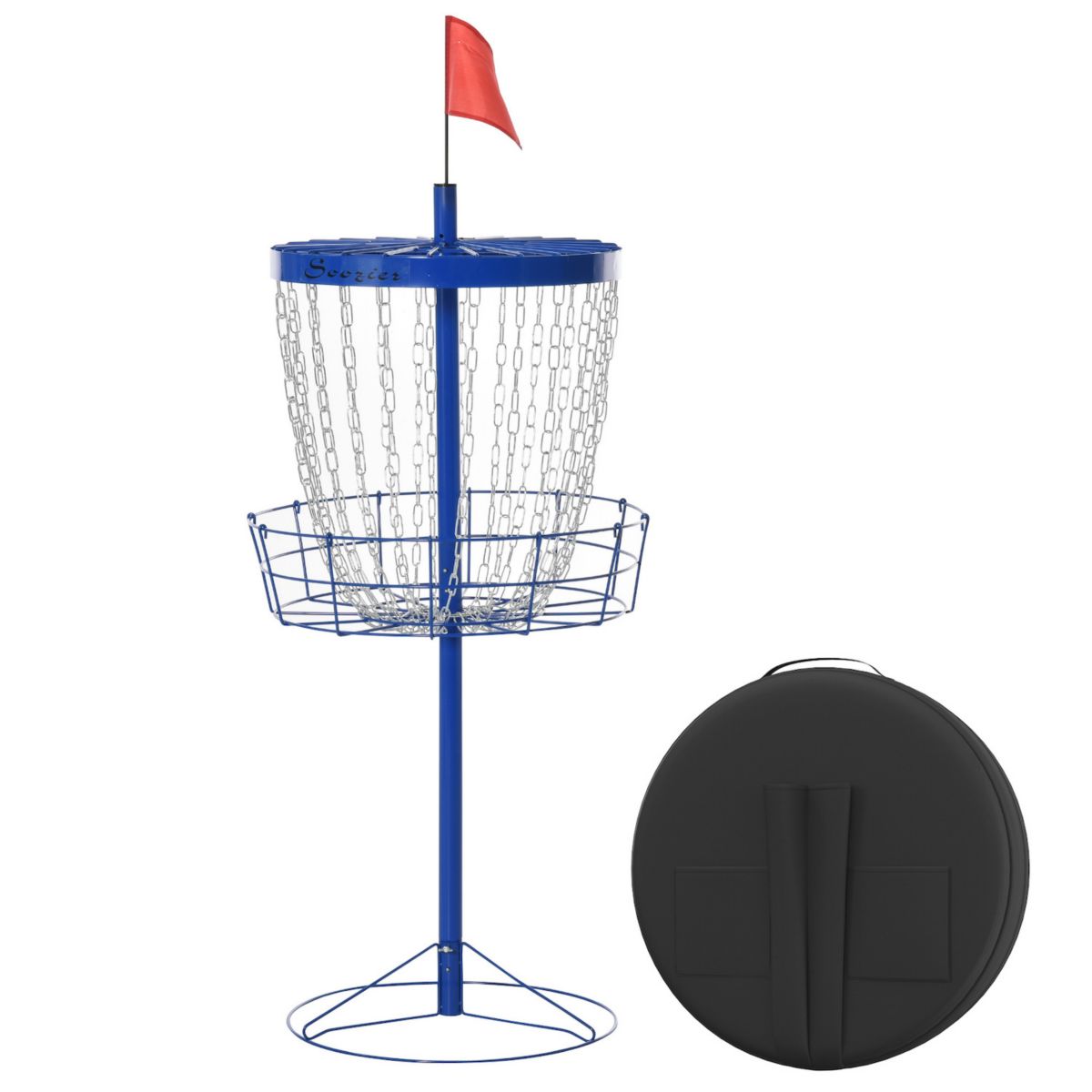 Мишень для диск-гольфа с цепями повышенной видимости, простота установки и хранения для заднего двора Soozier
