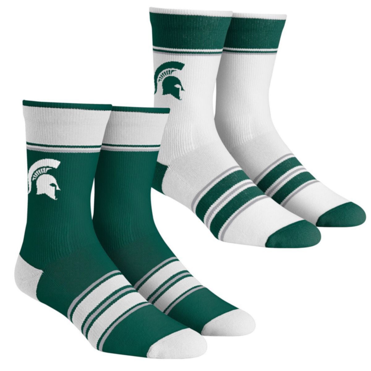 Молодежные носки Rock Em Socks Michigan State Spartans, набор из 2 пар носков для команды с несколькими полосками Unbranded