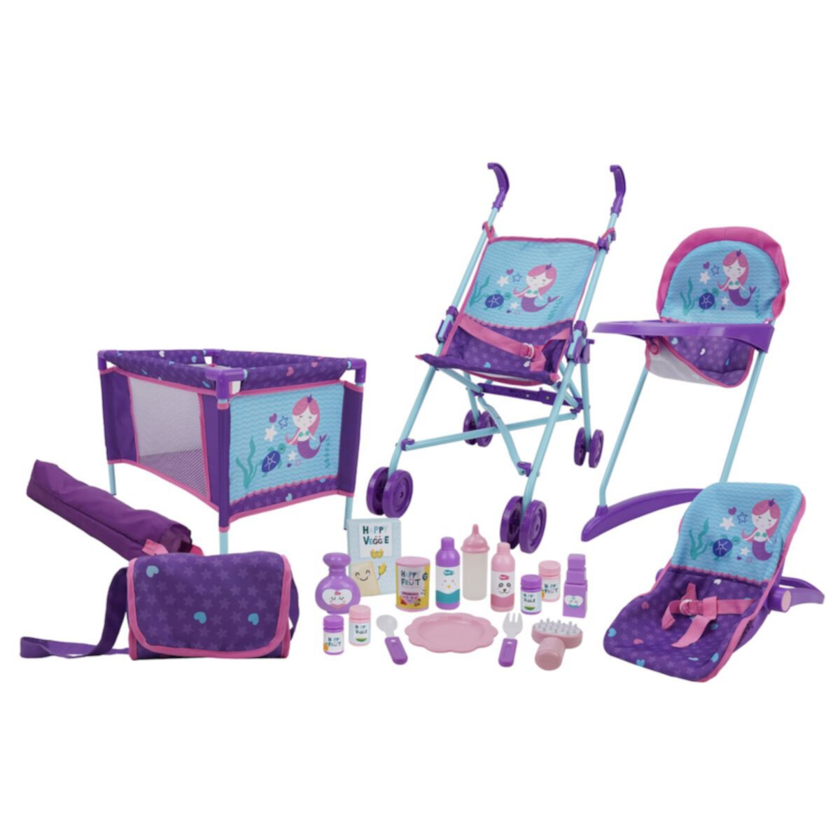 Кукла и аксессуары 509 Crew 509 Crew Mermaid 21 Piece Set: Doll Stroll n Play & Care Set 509 Crew