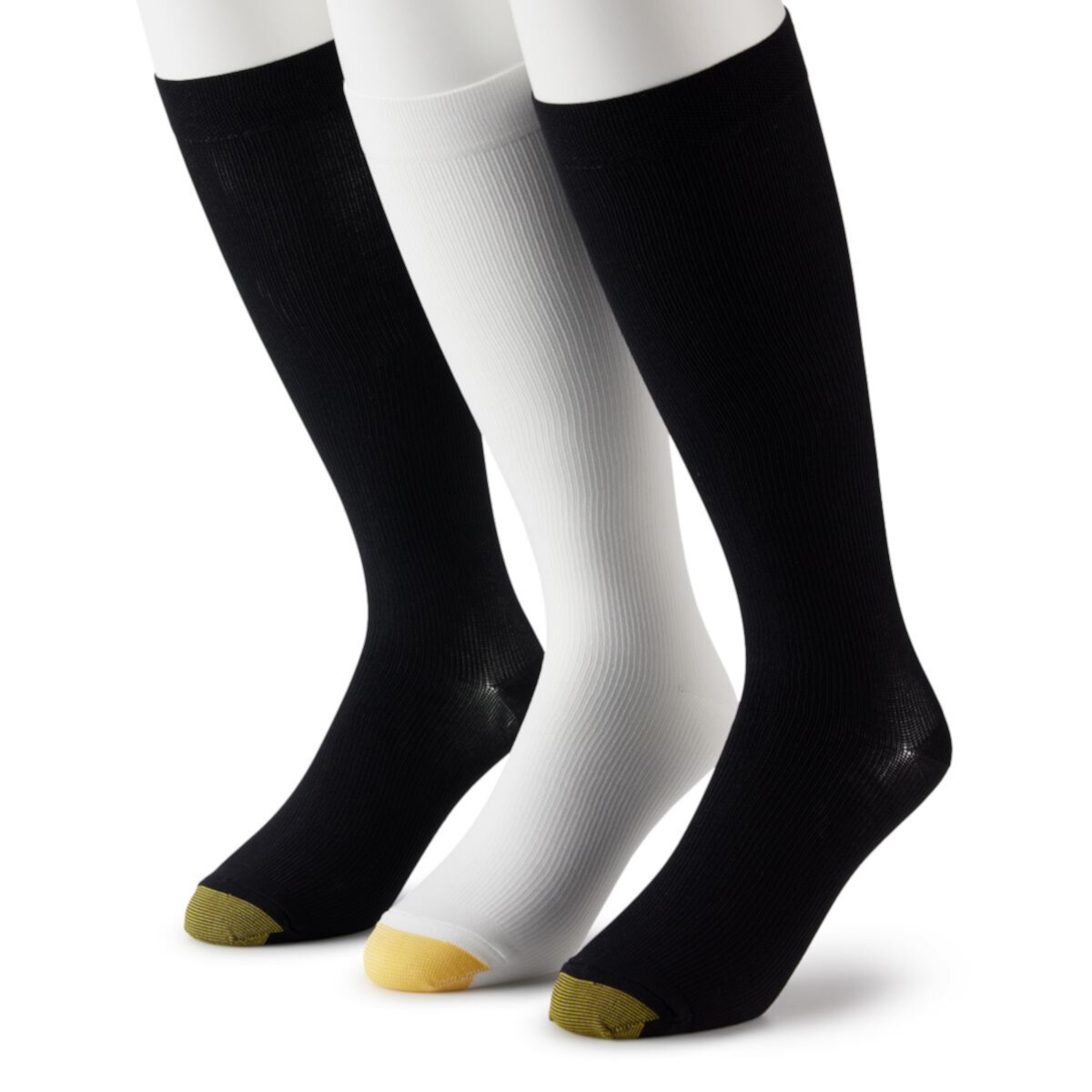 Набор из 3 мужских носков средней компрессии GOLDTOE® в рубчик, удлиненный GOLDTOE