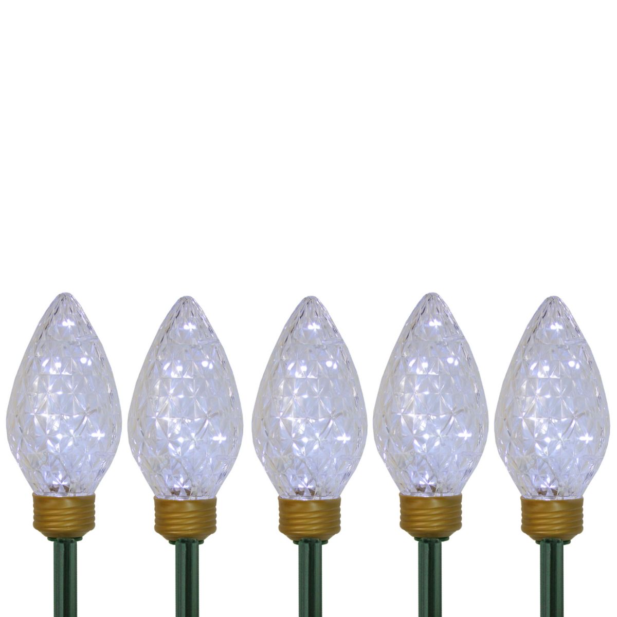 5ct LED Lighted C9 Christmas Pathway Marker Lawn Stakes - Clear Lights Christmas Central