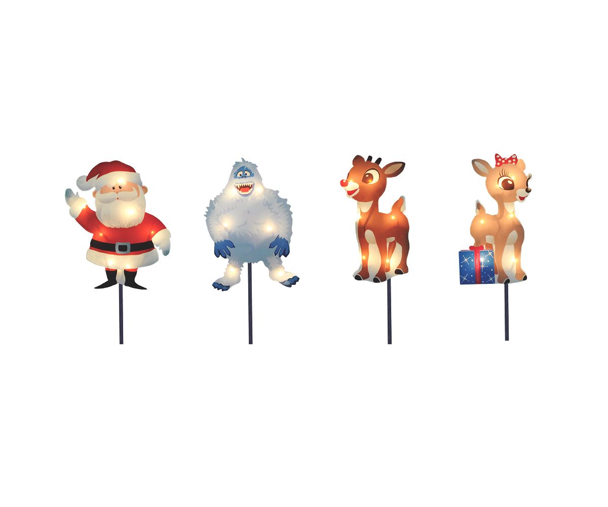 Set of 4 Lighted Rudolph and Friends Christmas Pathway Markers - Clear Lights Christmas Central