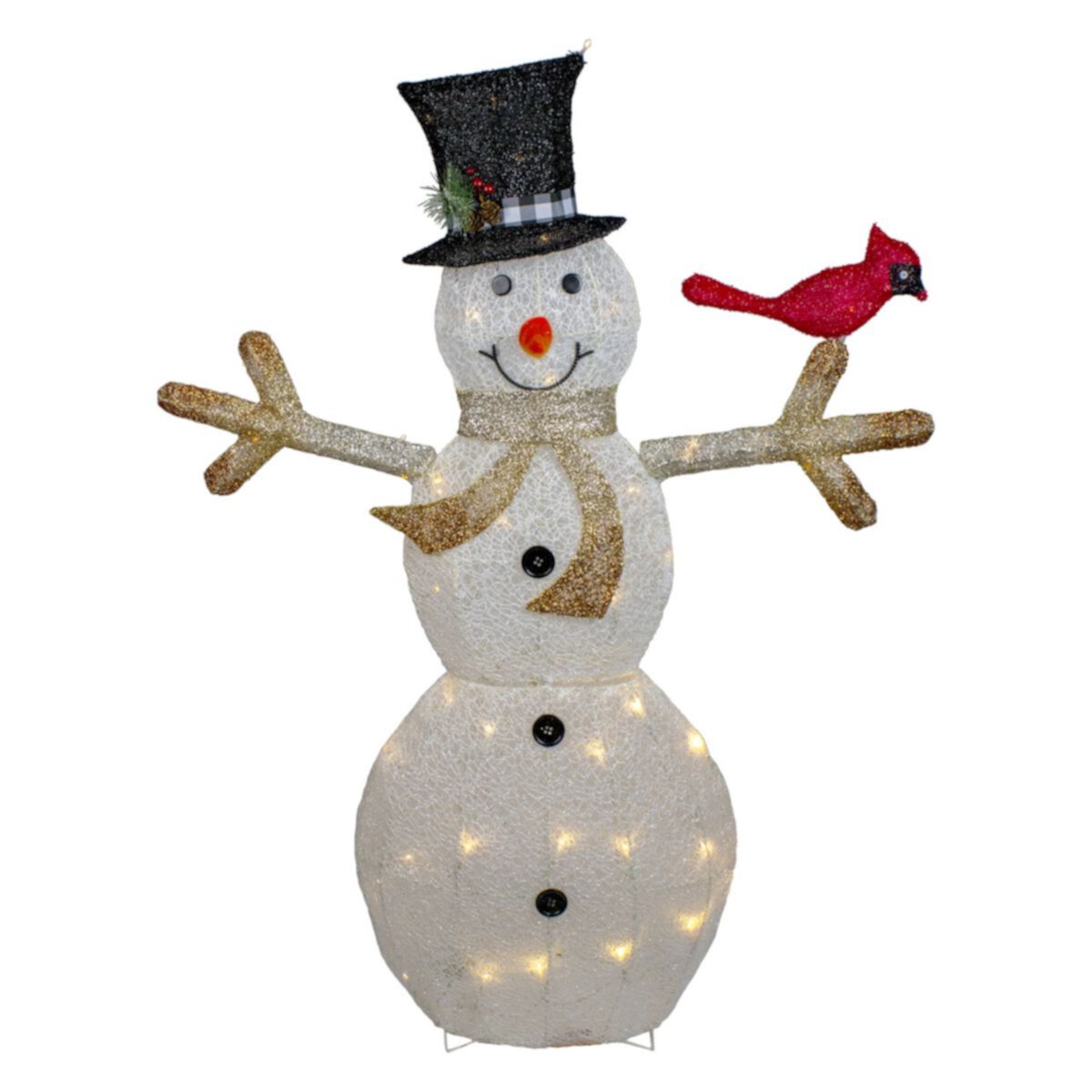 49&#34; White and Black LED Lighted Snowman with Top Hat Christmas Outdoor Decoration Christmas Central