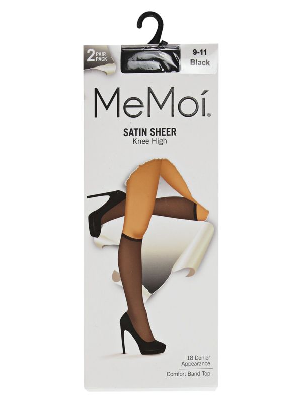 Комплект из 2 прозрачных атласных носков поверх икры MEMOI