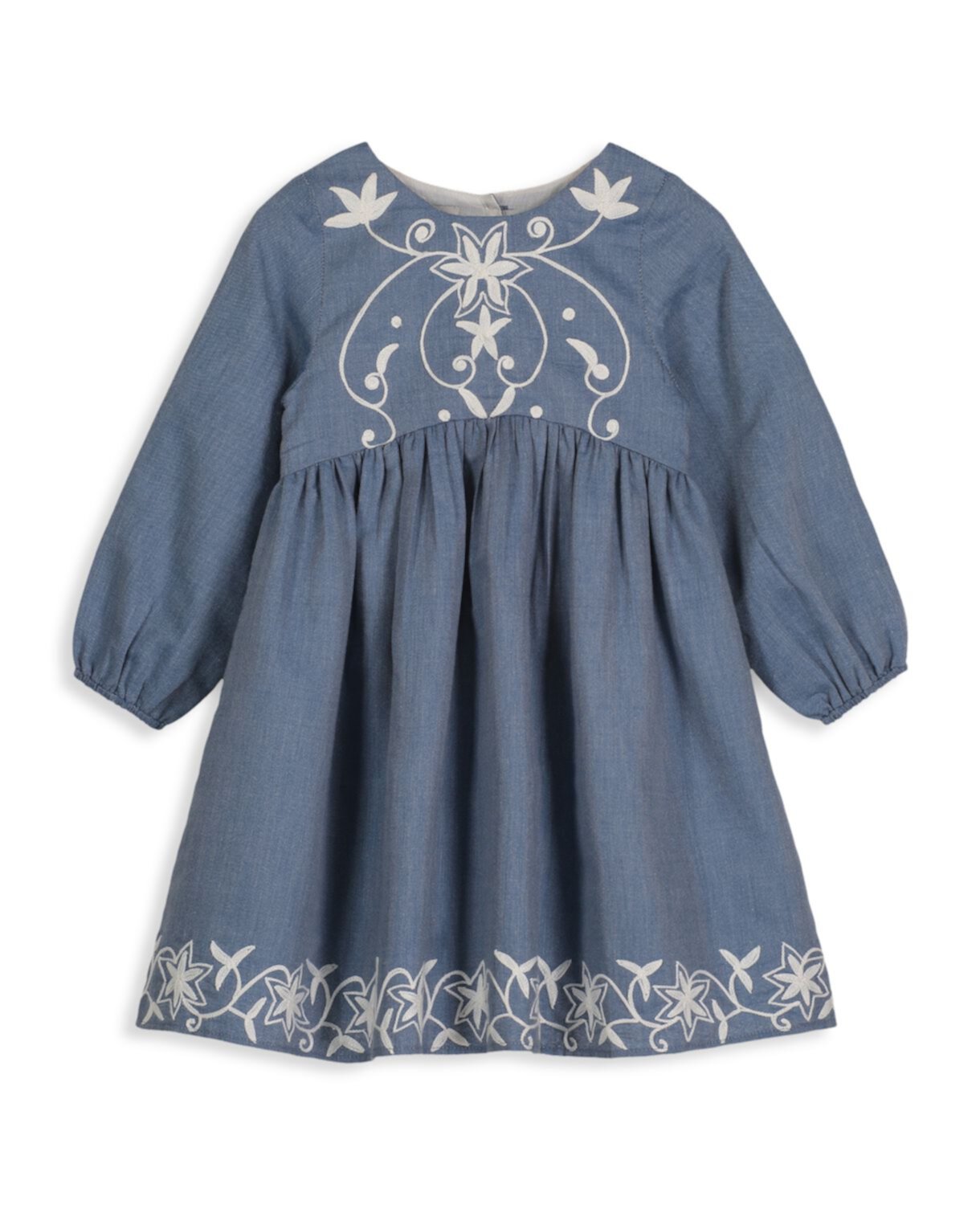 Платье трапециевидной формы из шамбре с вышивкой для маленькой девочки Pippa & Julie