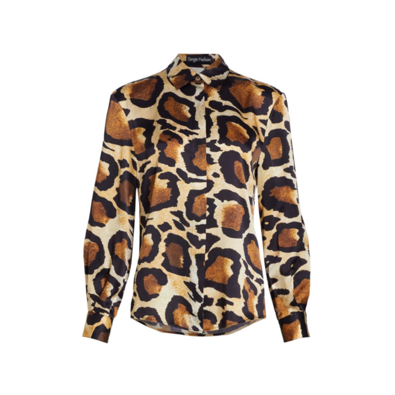 Шелковая блуза из шармеза с животным принтом Sergio Hudson