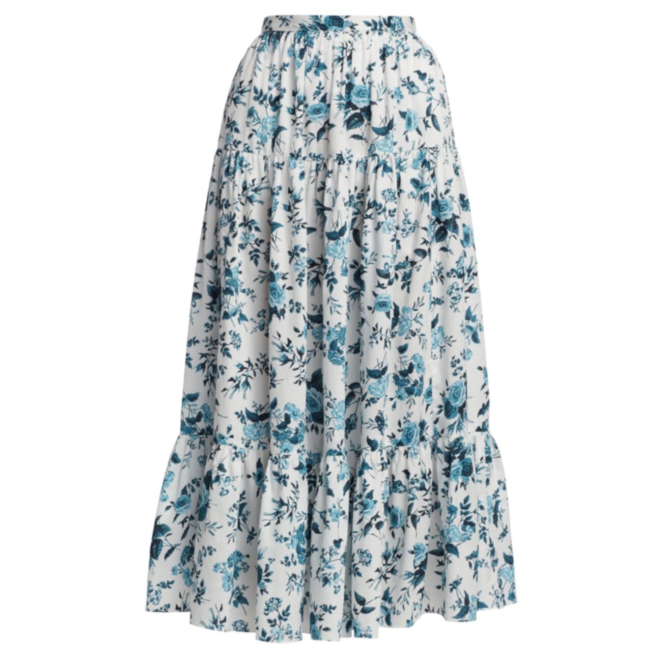 Ярусная юбка-миди Olympia с цветочным принтом Erdem