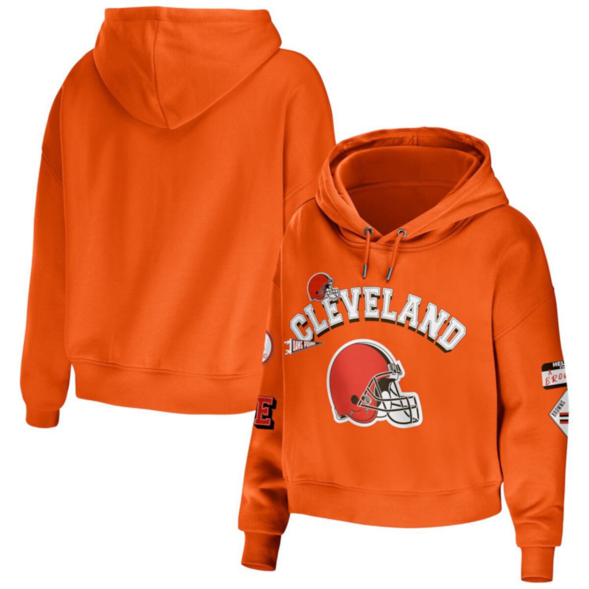 Женская Футболка WEAR by Erin Andrews Оранжевая Cleveland Browns Modest Cropped Pullover Hoodie WEAR by Erin Andrews