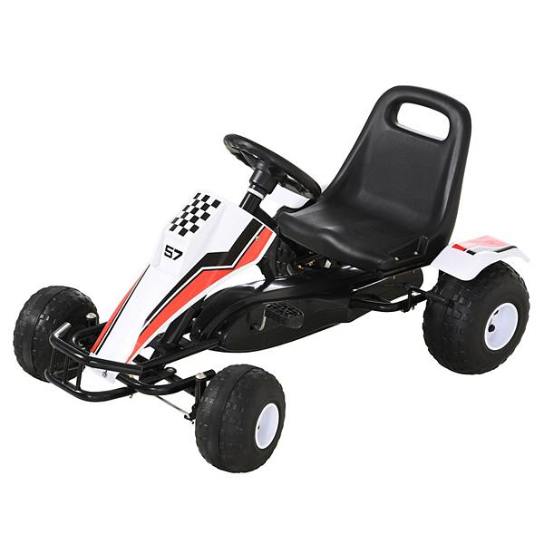 Aosom Pedal Go Kart Children Ride on Car Racing Style with Adjustable Seat Plastic Wheels Handbrake and Shift Lever Black Aosom