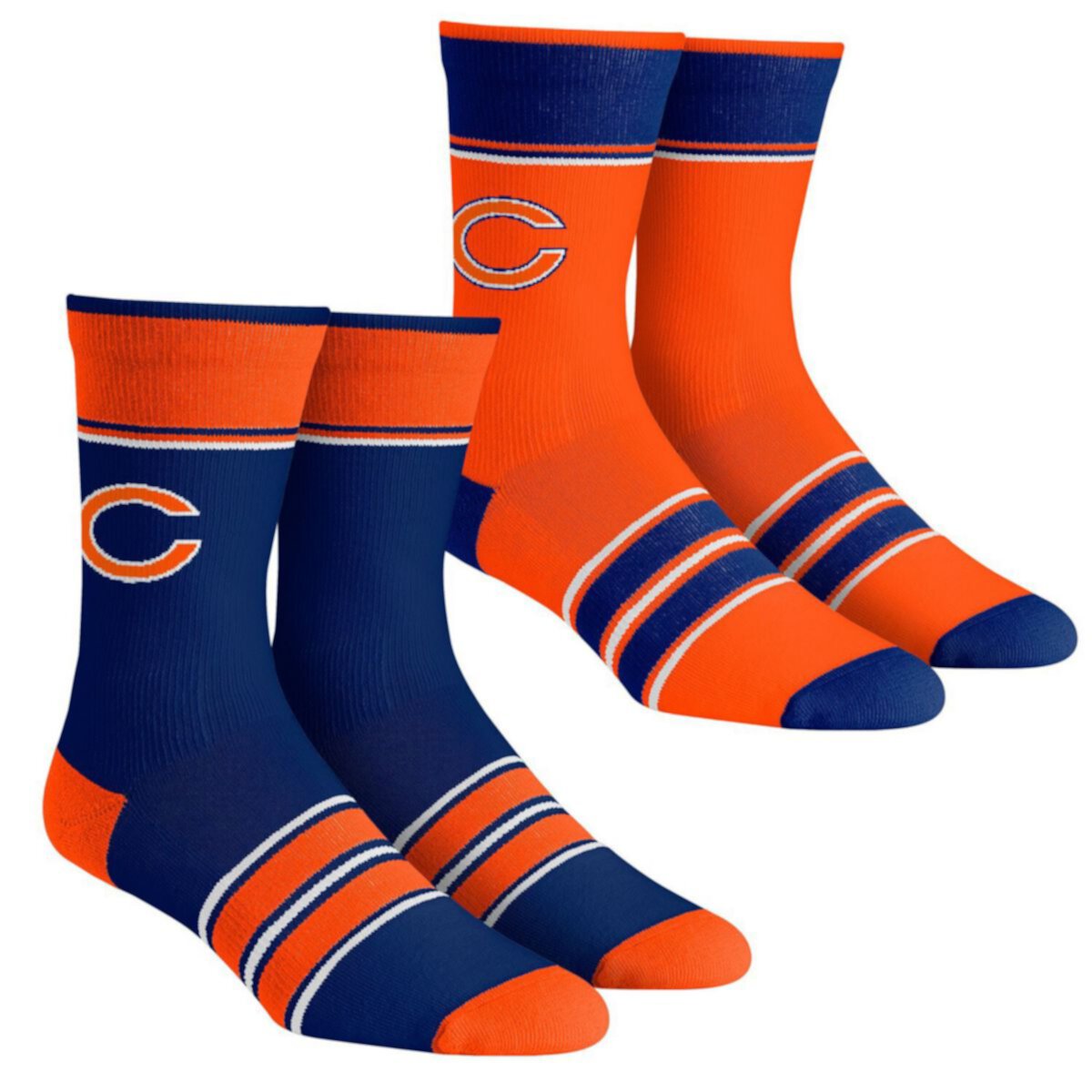 Набор из 2 пар носок Rock Em Socks Chicago Bears с многоцветными полосками для детей Unbranded