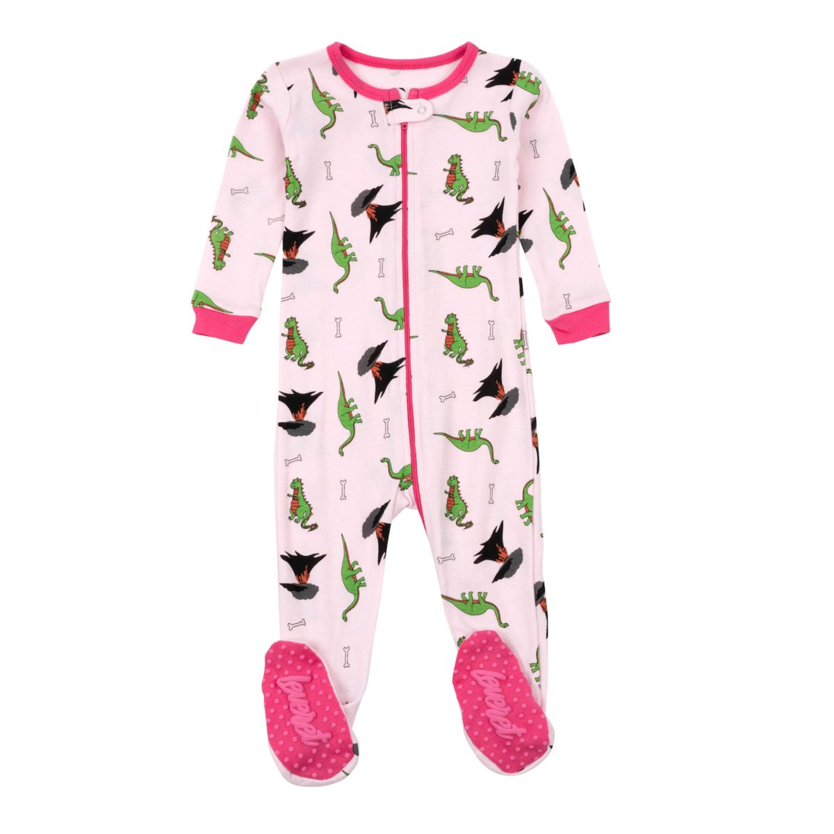 Детская хлопковая пижама Leveret с динозавром, розовая Leveret