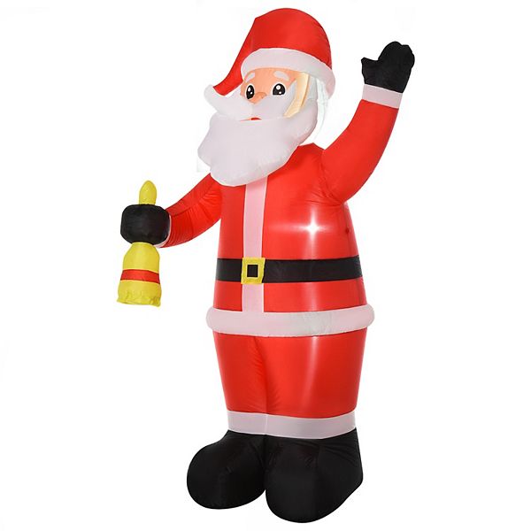 HOMCOM 8ft Christmas Inflatable Santa Claus Ringing Bell Outdoor Blow Up Yard Decoration with LED Lights Display HomCom