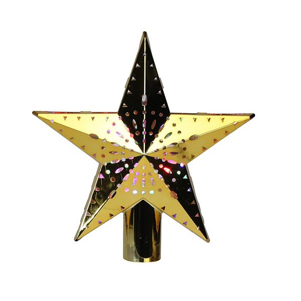 11.5&#34; Lighted Gold Kaleidoscope Christmas Tree Topper - Multicolor LED Lights Mr Christmas