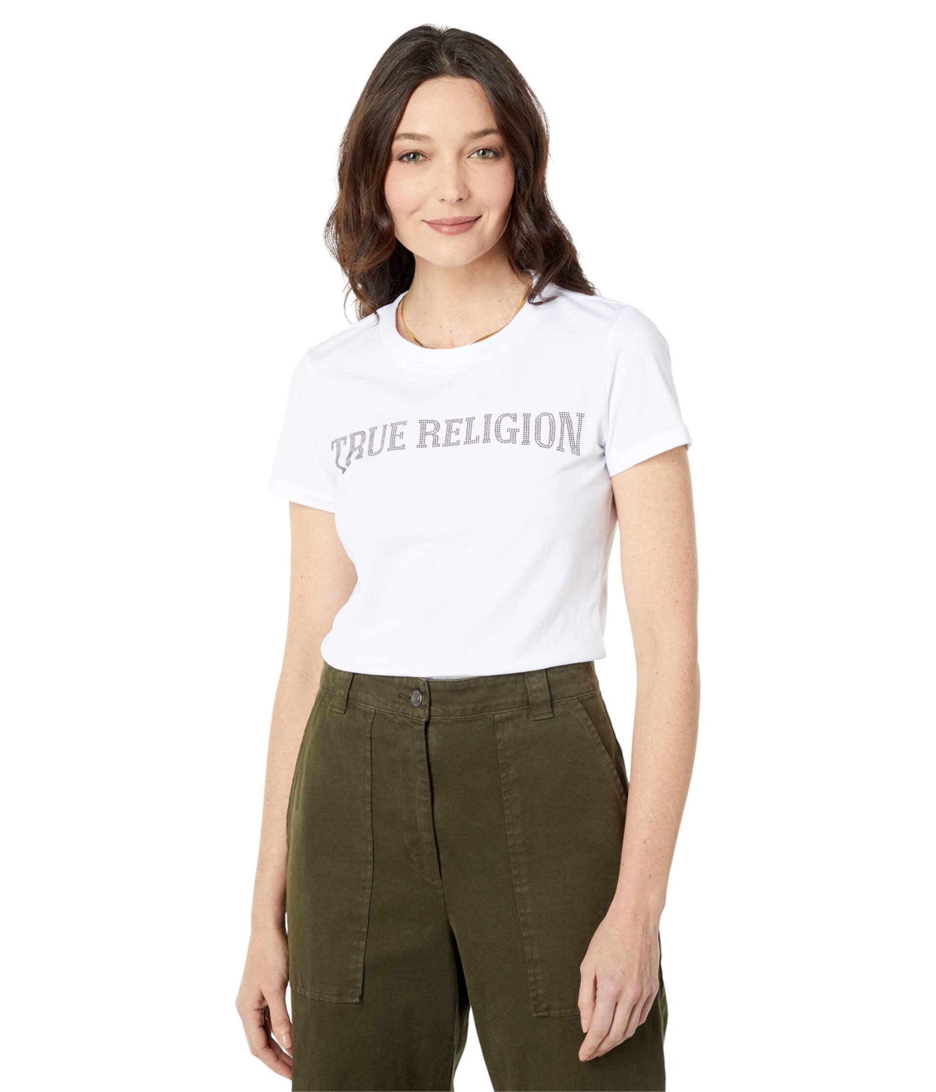 Crystal Arch Logo Slim Crew Tee True Religion