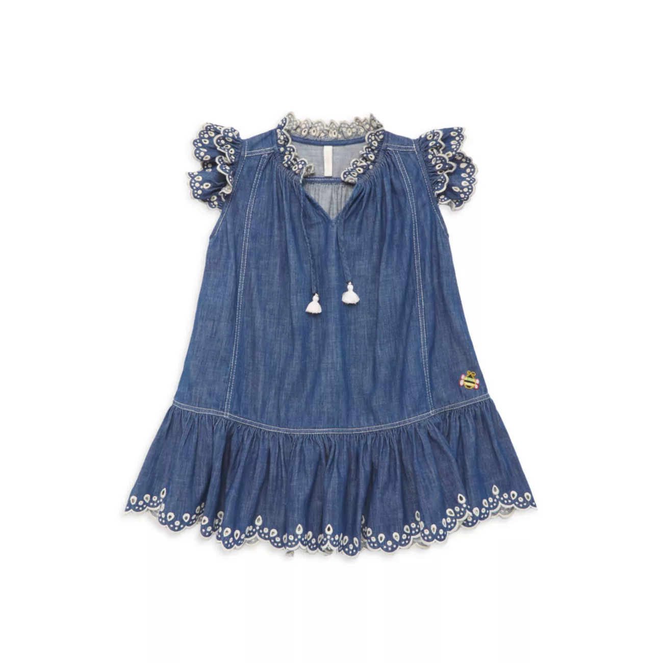Маленькая девочка &amp;amp; Джинсовое платье Tiggy Scallop для девочки Zimmermann Kids