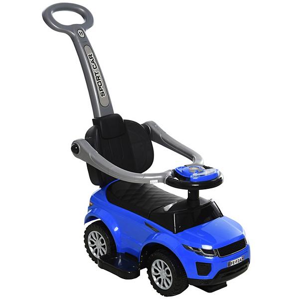 Aosom 3 In 1 Push Cars for Toddlers Kid Ride on Push Car Stroller Sliding Walking Car with Horn Music Light Function Secure Bar Ride on Toy for Boy Girl 1 3 Years Old Blue Aosom