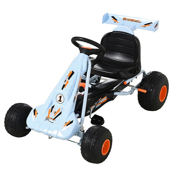 Aosom Pedal Go Kart Children Ride on Car Cute Style with Adjustable Seat Plastic Wheels Handbrake and Shift Lever White Aosom