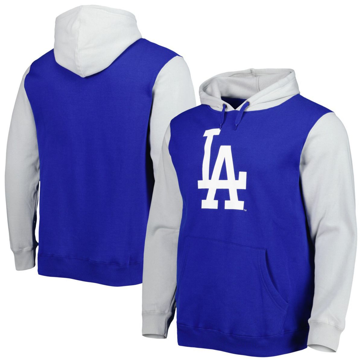 Мужской пуловер с капюшоном Stitches Royal/серый Los Angeles Dodgers Team Stitches