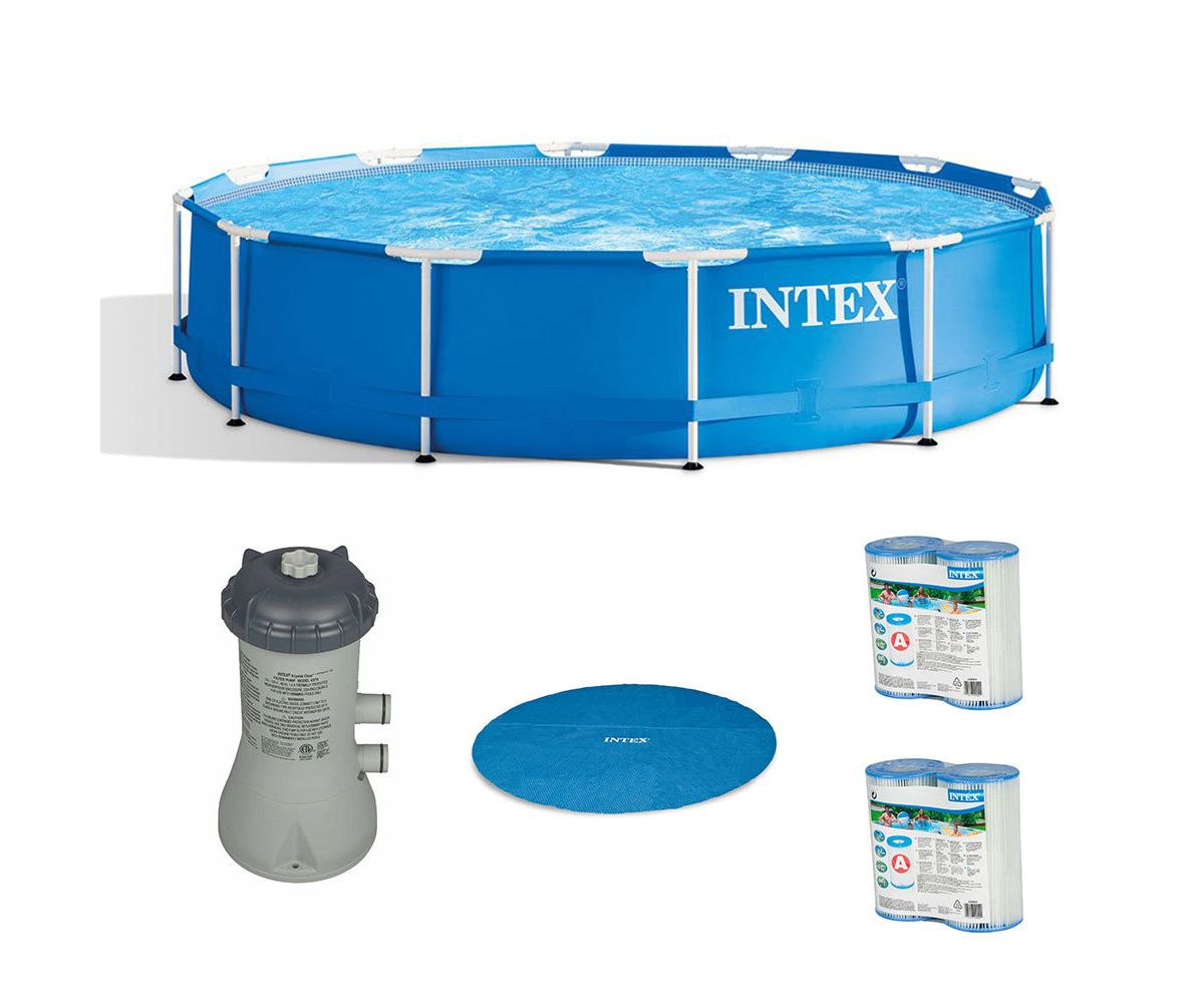 Intex 12' x 30&#34; Outdoor Pool w/ Cartridge Filter Pump, Filter Cartridge & Cover Intex