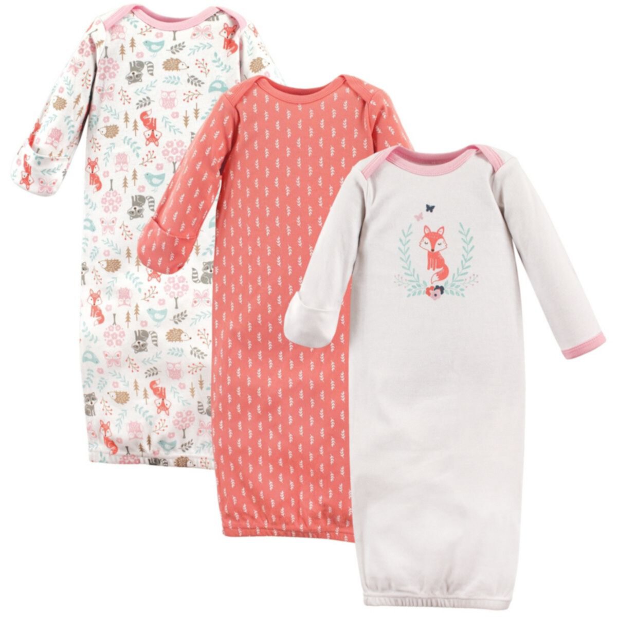 Хлопковые платья с длинными рукавами для маленьких девочек Hudson, 3 шт., Woodland Fox, 0–6 месяцев Hudson Baby