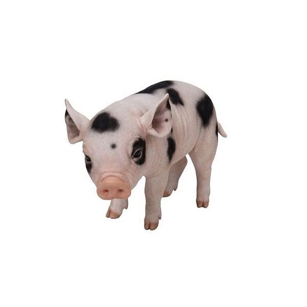 14.75&#34; Pink and Black Baby Pig Outdoor Garden Figurine Hi-Line Gifts