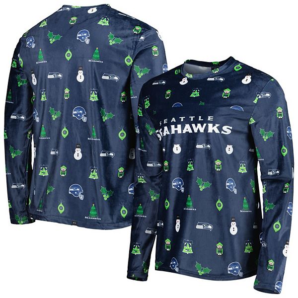 Мужская футболка с длинным рукавом FOCO Seattle Seahawks Holiday Repeat из 100% полиэстера Foco