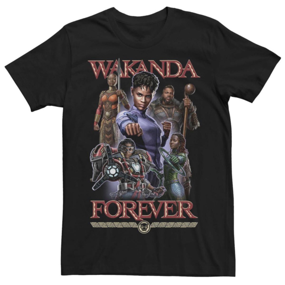 Мужская футболка Marvel Wakanda Forever Character Groupshot Portrait Licensed Character