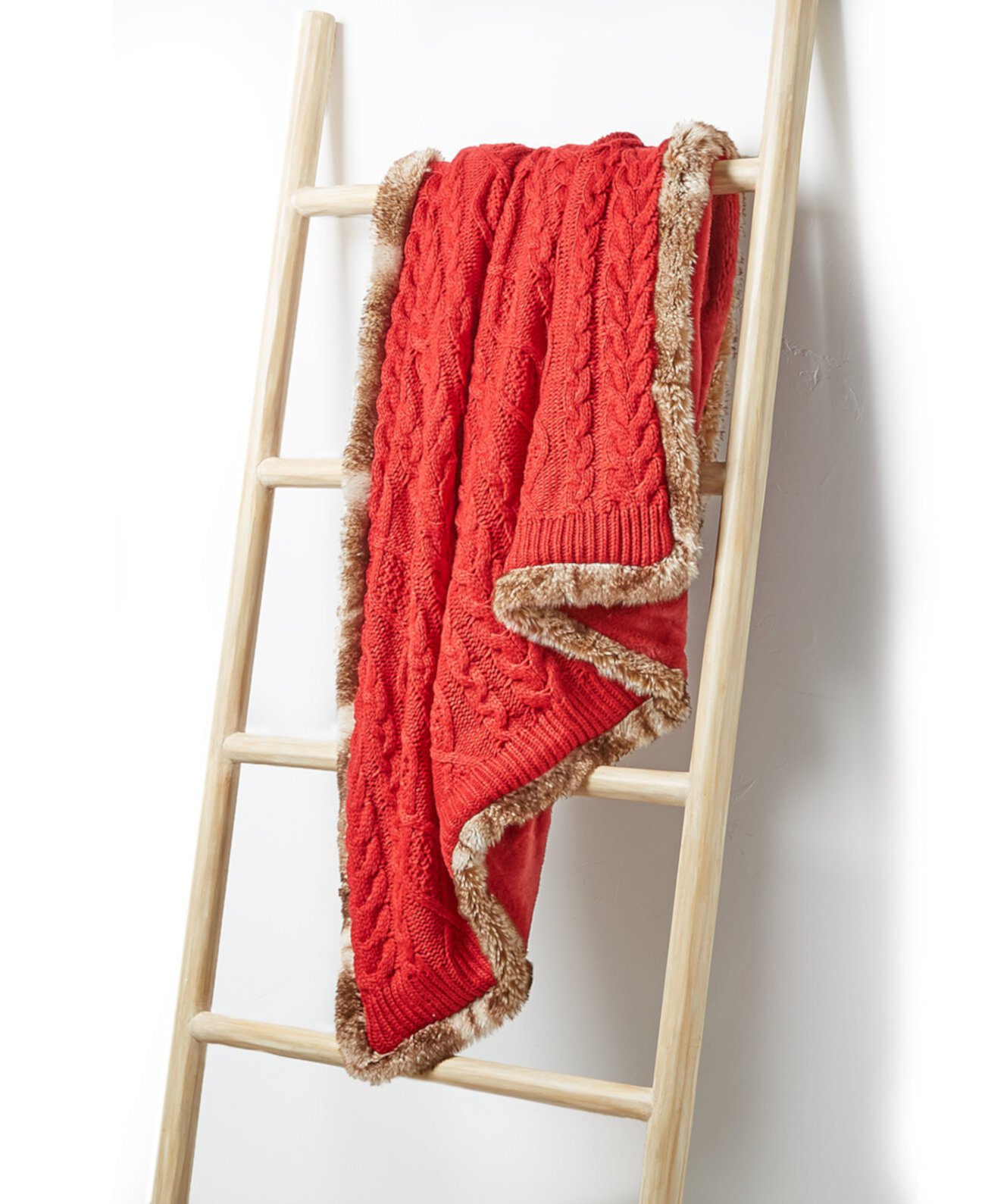Трикотажный свитер с отделкой из искусственного меха, 50 x 60 дюймов, созданный для Macy's Martha Stewart