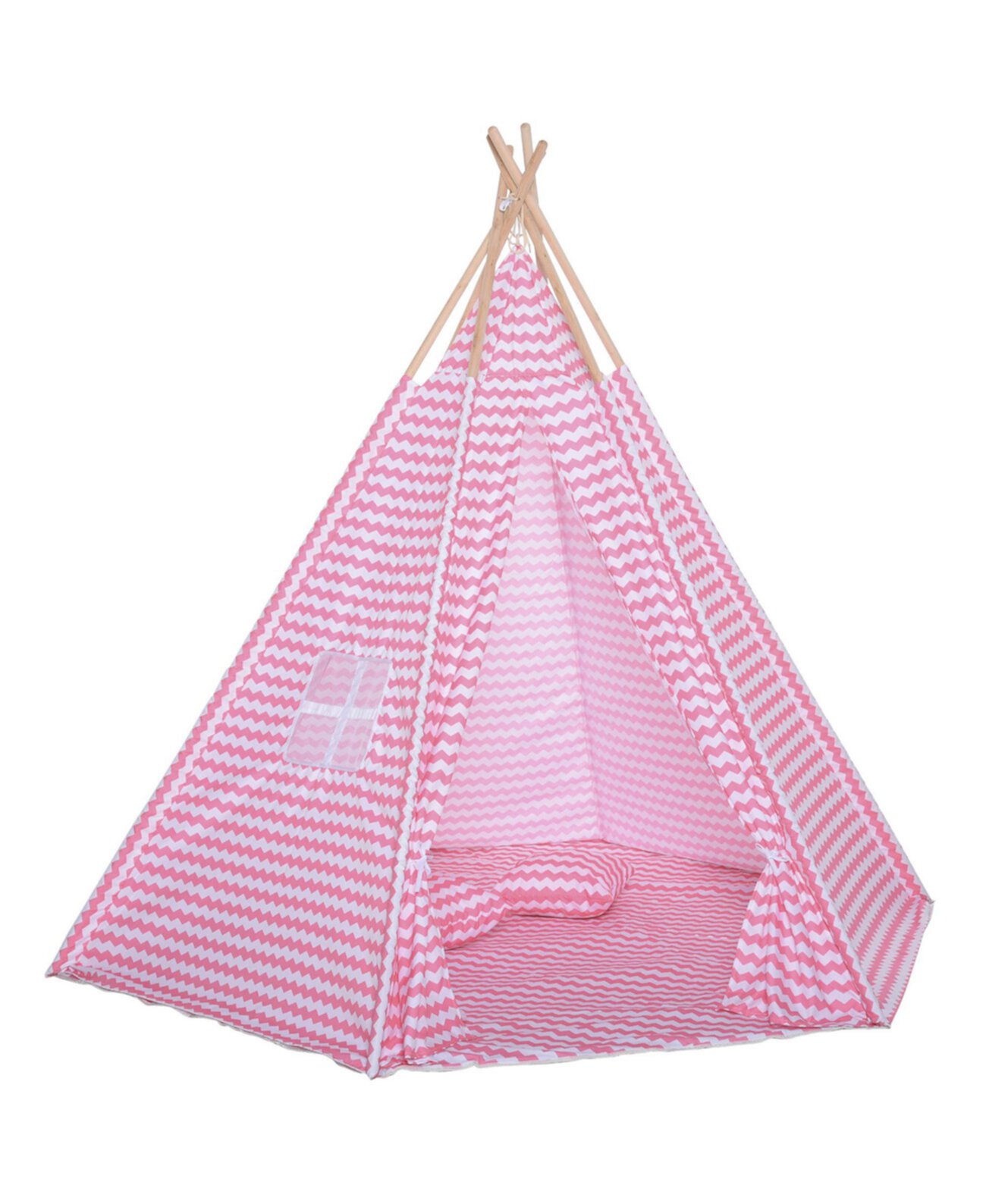 Kids Teepee Indoor Outdoor Play Tent Portable w/ Mat Pillow Carry Case Qaba