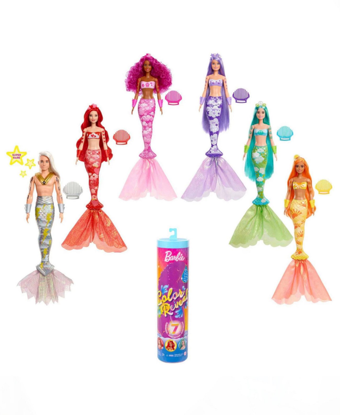 Раскрась куклу-русалку с 7 куклами цвета радуги Barbie