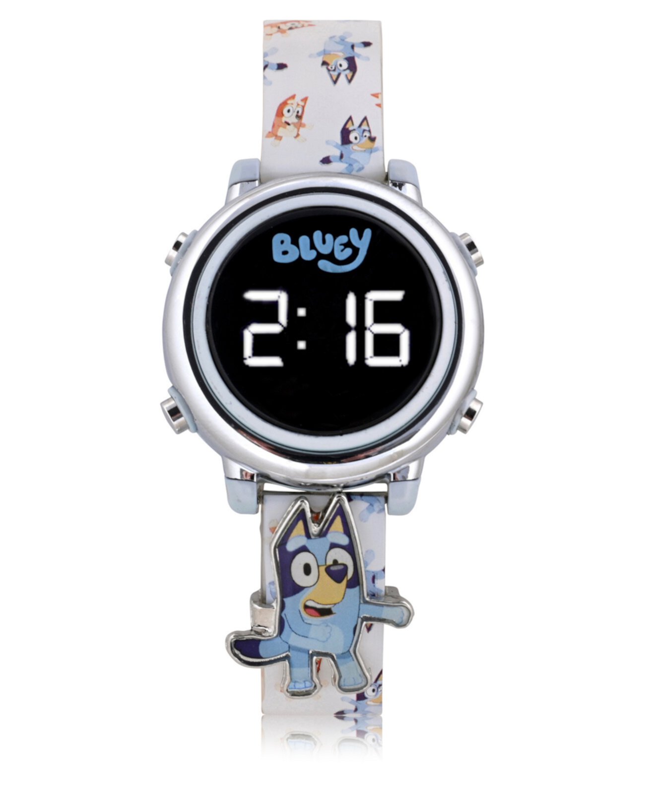 Часы унисекс с белым силиконовым ремешком и светодиодным сенсорным экраном Bluey