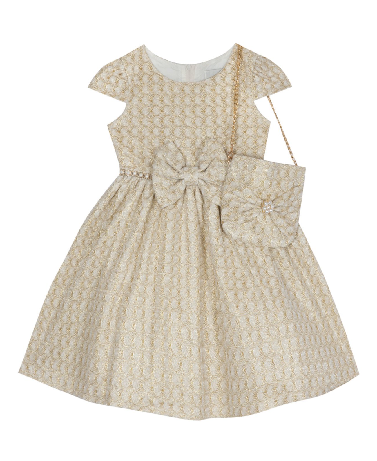 Трикотажное платье и сумочка с люрексом и короткими рукавами для маленьких девочек Rare Editions