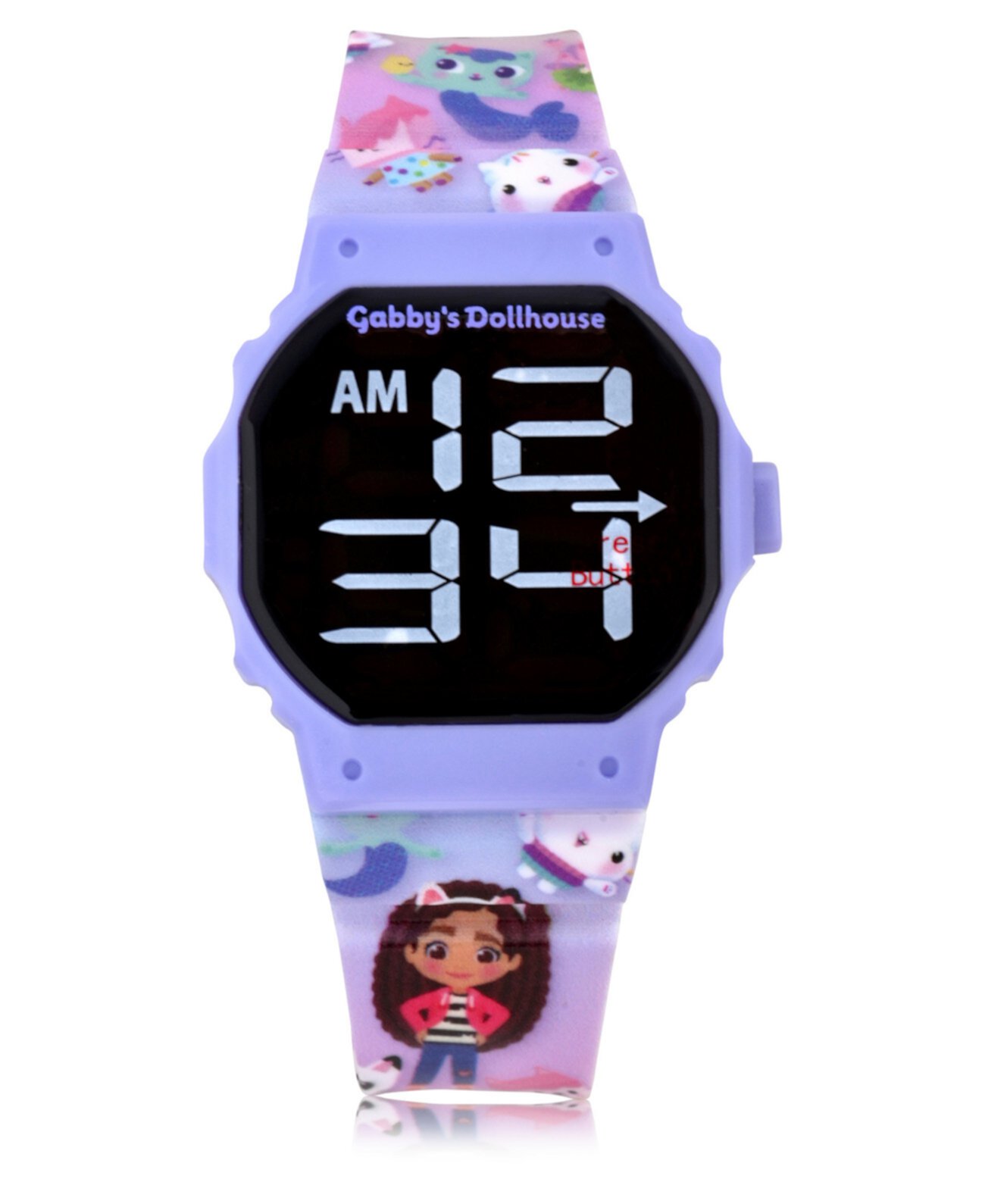 Часы унисекс с сиреневым силиконовым ремешком со светодиодной подсветкой и сенсорным экраном Gabby's Dollhouse
