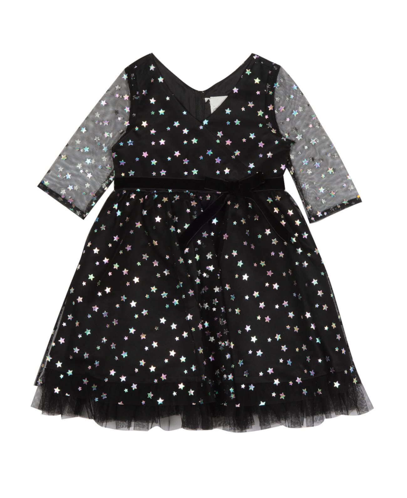 Платье из фольги с иллюзорными рукавами для маленьких девочек Rare Editions