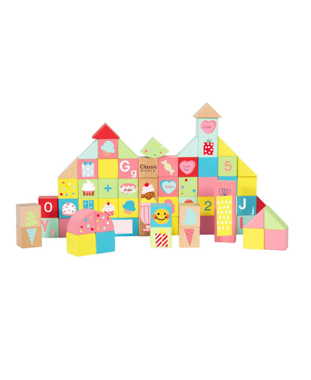 Набор деревянных кубиков Sweet, 68 предметов Classic Toy