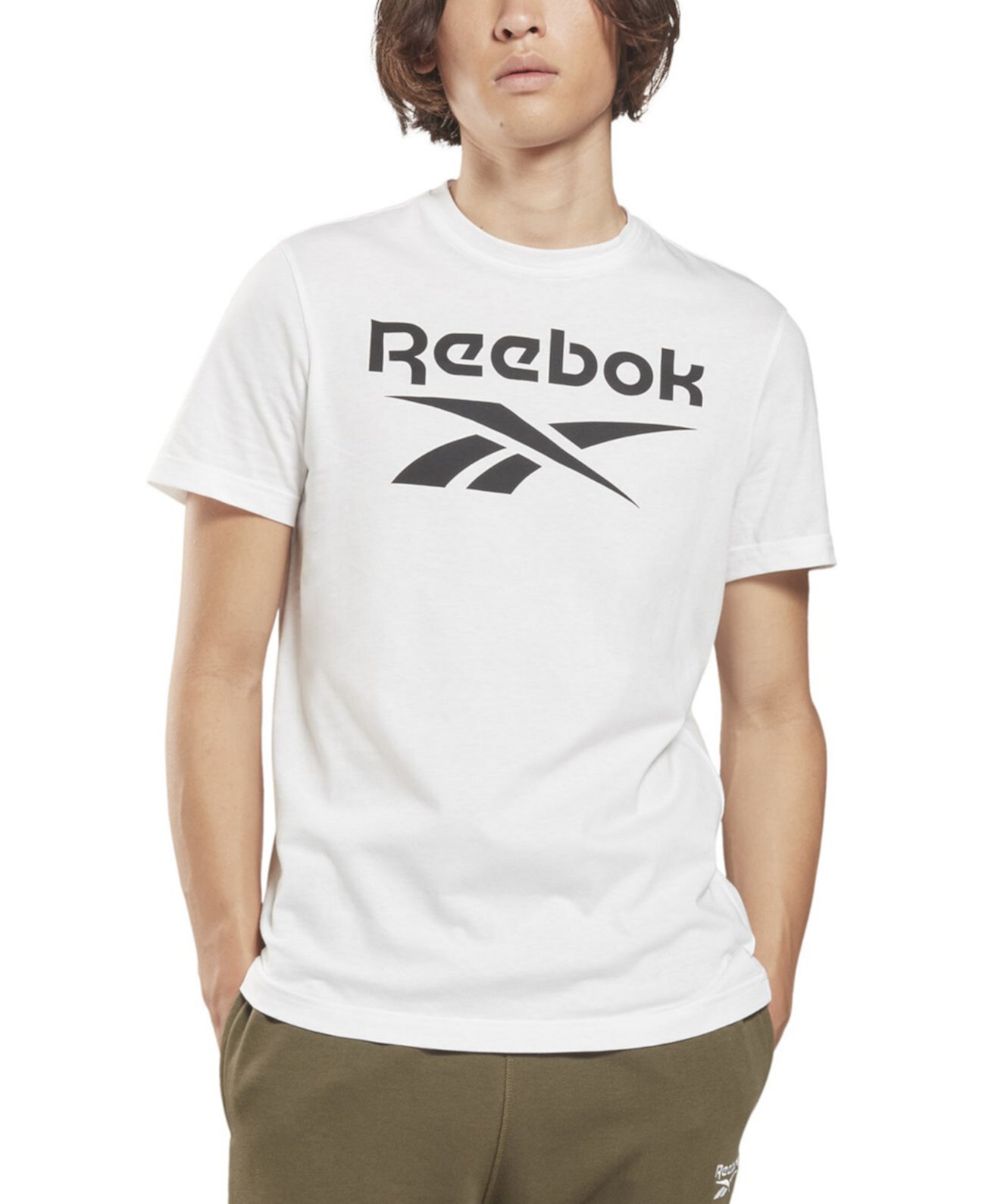 Мужская футболка из хлопка Reebok Slim Fit с крупным логотипом на груди Reebok