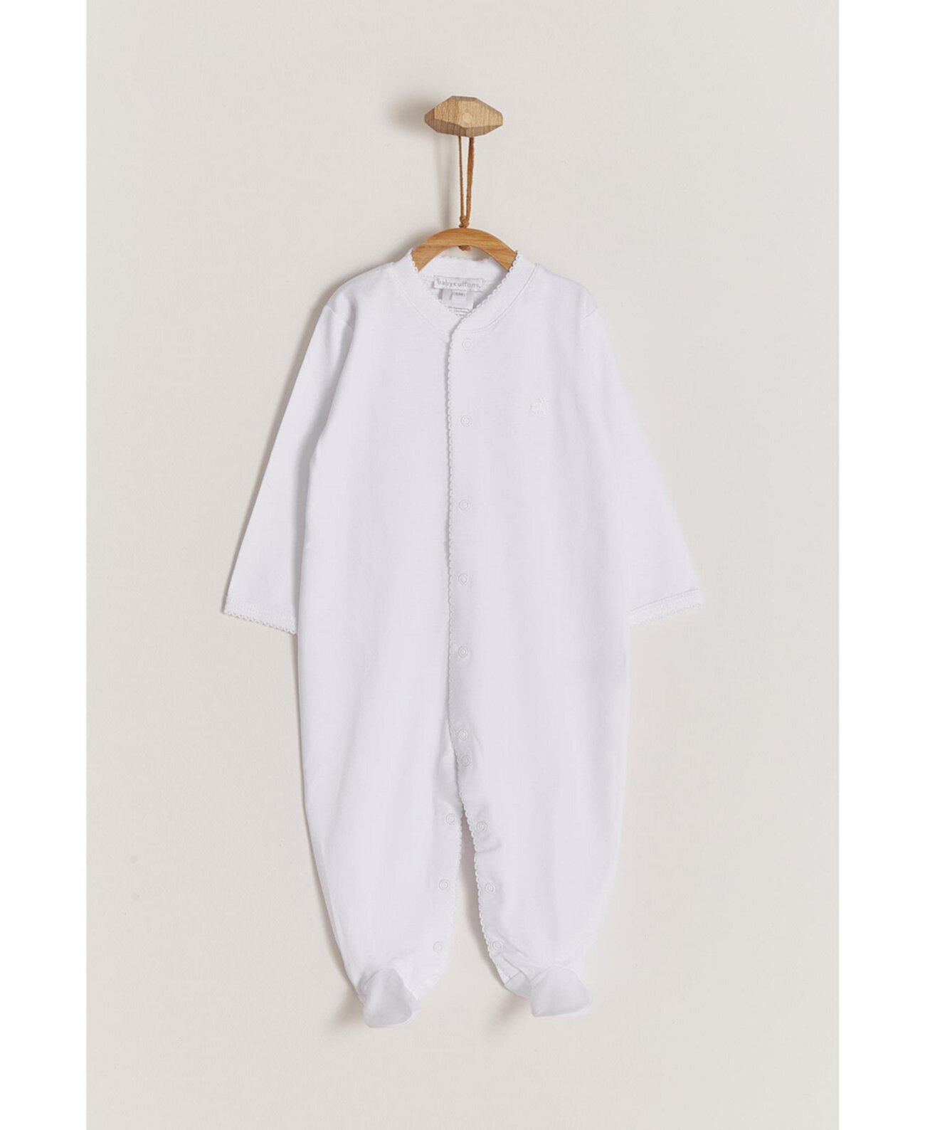 Мягкая перуанская хлопковая пижама унисекс премиум-класса с логотипом и белой стопой для младенцев Babycottons