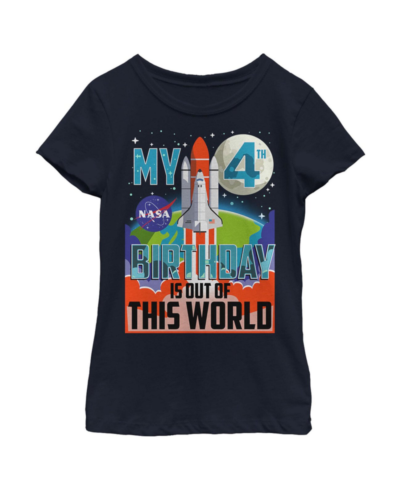 Детская футболка с плакатом «Мой 4-й день рождения для девочки» из мира NASA