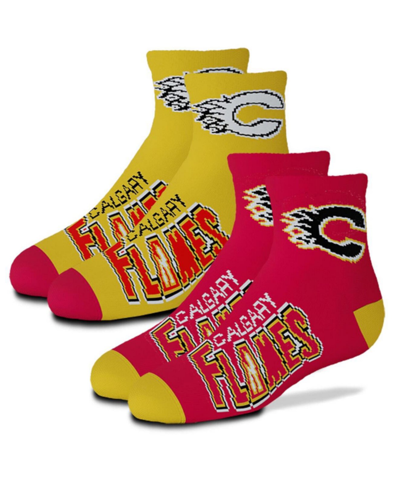Комплект из 2 пар носков команды длиной в четверть для мальчиков и девочек, молодежь Calgary Flames For Bare Feet