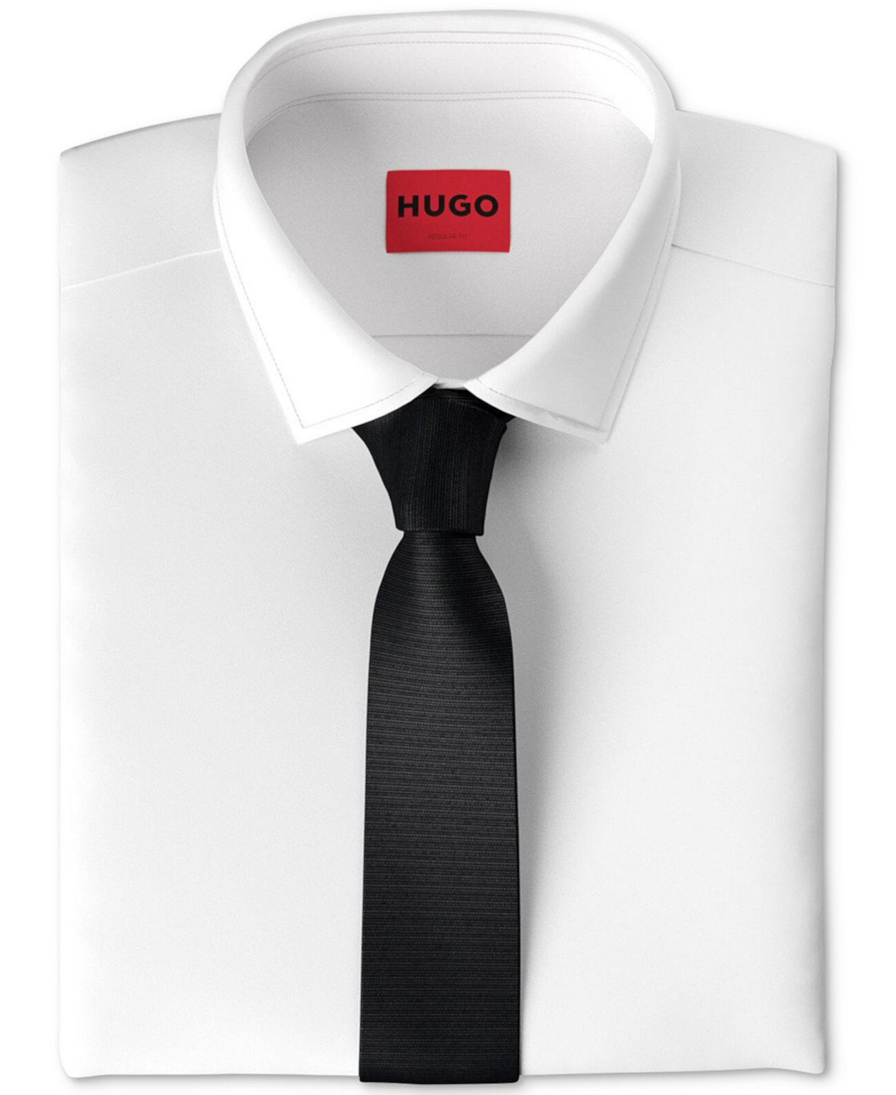 Мужской открытый розовый шелковый галстук-скинни Hugo Boss в рубчик BOSS