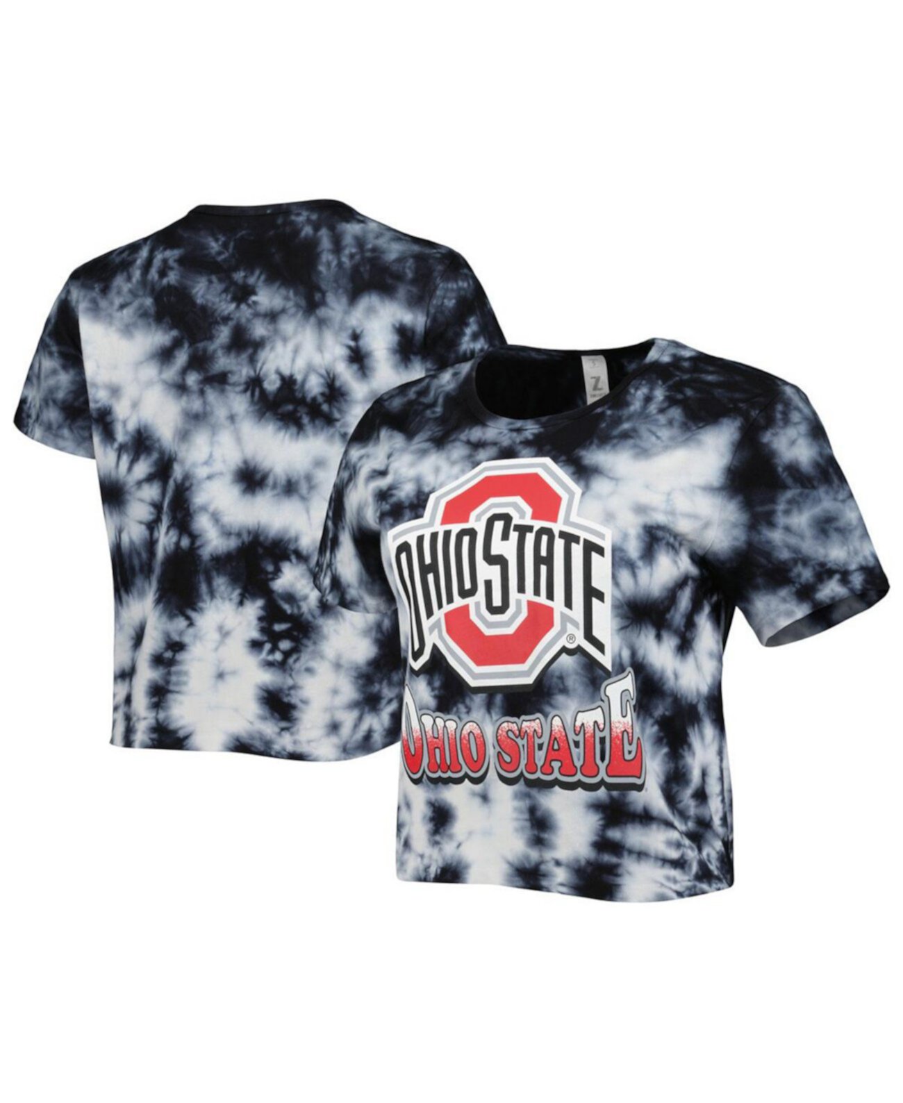 Women's Black Ohio State Buckeyes Cloud-Dye Cropped T-shirt ZooZatz