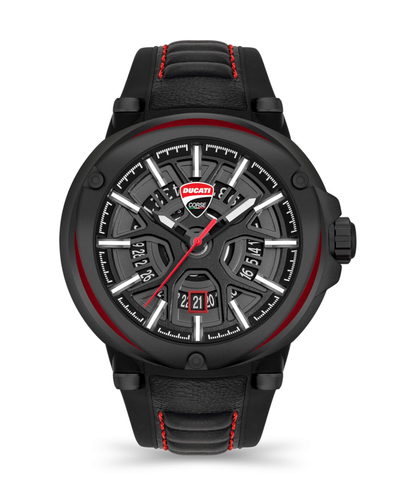 Мужские часы Partenza Collection с черным силиконовым ремешком, 49 мм Ducati Corse